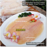 Fish DORI sutchi fillets IQF brand NASUBA Medan NBL 300-400 +/- 11" 28cm/pc - REPACKED (price/pack 700g 2pcs)